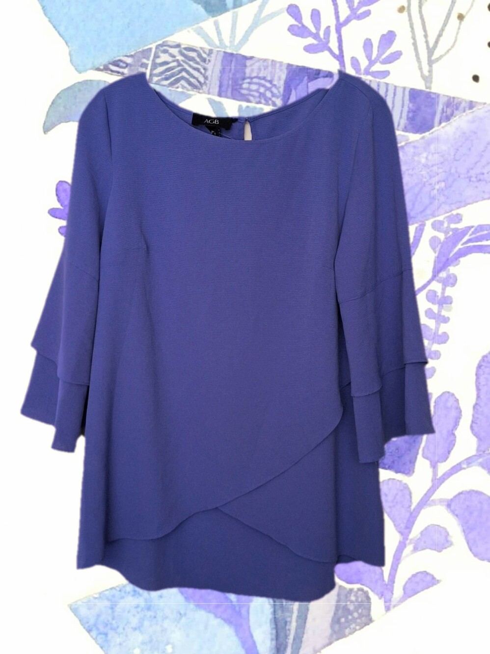 Flowy Tunic Layered Bell Sleeve Hem Top M